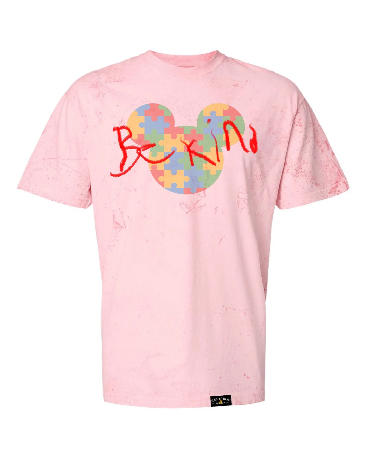 Autism support shirt with magical design in pink, mint, and blue