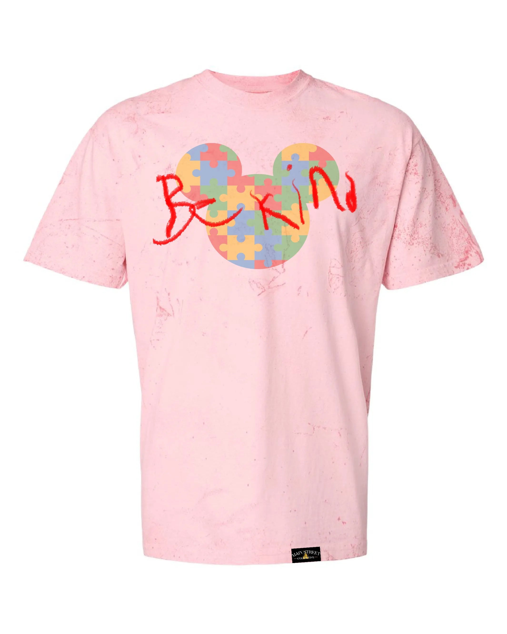 Autism support shirt with magical design in pink, mint, and blue