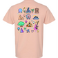 Back of shirt showing all the colorful Disney Icons.