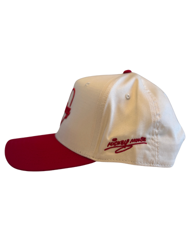 Close-up detail of Mickey heart embroidery