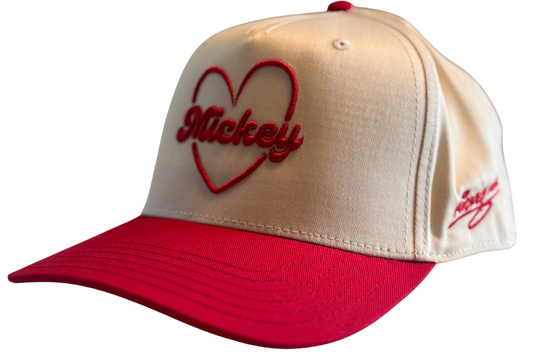Close-up detail of Mickey heart embroidery